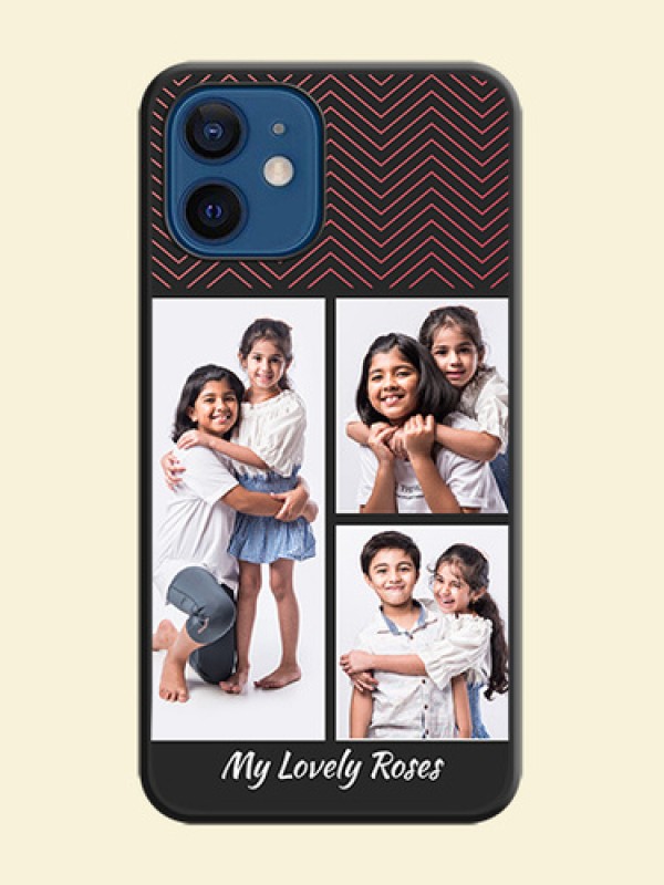 Wave Pattern with 3 Image Holder on Space Black Custom Soft Matte Back Cover - iPhone 12