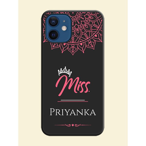 Mrs Name with Floral Design on Space Black Personalized Soft Matte Phone Covers - iPhone 12 Mrs Name with Floral Design on Space Black Personalized Soft Matte Phone Covers - iPhone 12