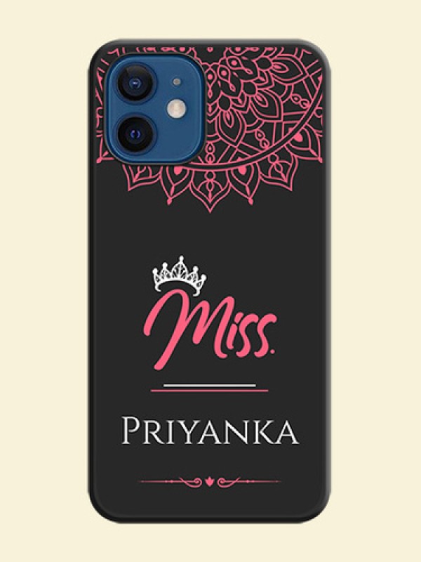 Mrs Name with Floral Design on Space Black Personalized Soft Matte Phone Covers - iPhone 12
