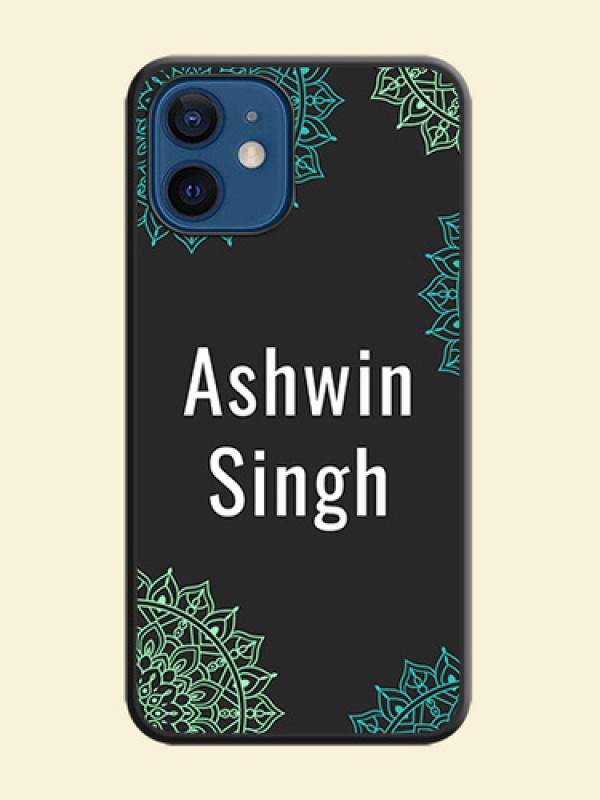 Your Name with Floral Design on Space Black Custom Soft Matte Back Cover - iPhone 12