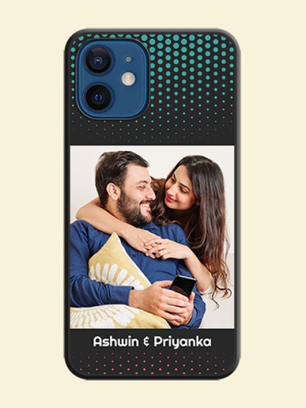 Faded Dots with Grunge Photo Frame and Text on Space Black Custom Soft Matte Phone Cases - iPhone 12