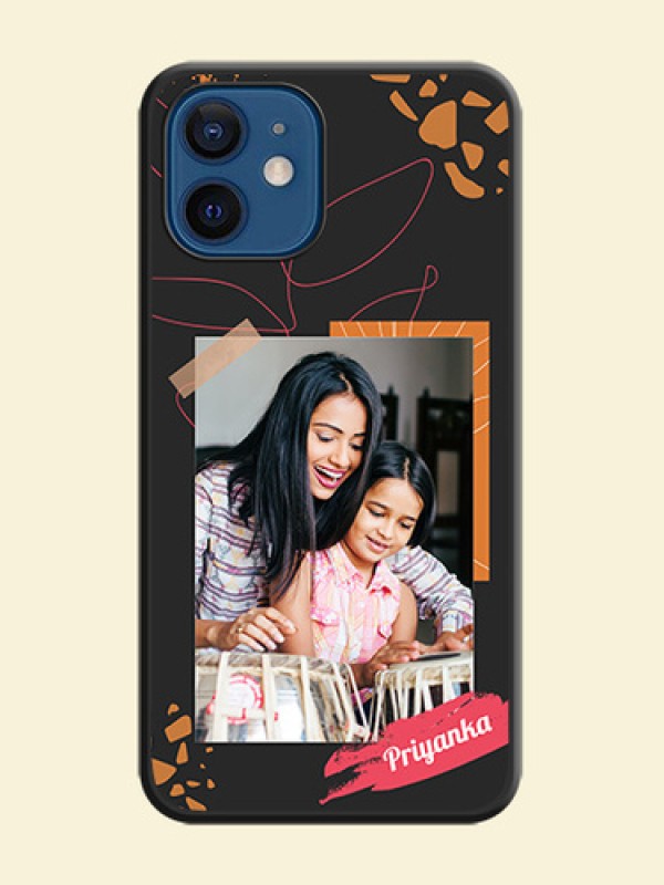Orange Photo Frame on Space Black Custom Soft Matte Phone Back Cover - iPhone 12