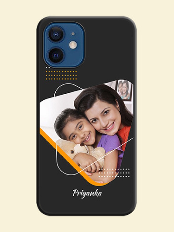 Yellow Triangle on Photo on Space Black Soft Matte Phone Cover - iPhone 12