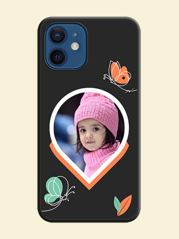 Upload Pic With Simple Butterly Design On Space Black Personalized Soft Matte Phone Covers -Apple Iphone 12
