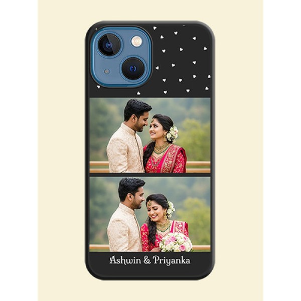 Miniature Love Symbols with Name on Space Black Custom Soft Matte Back Cover - iPhone 13 Mini Miniature Love Symbols with Name on Space Black Custom Soft Matte Back Cover - iPhone 13 Mini