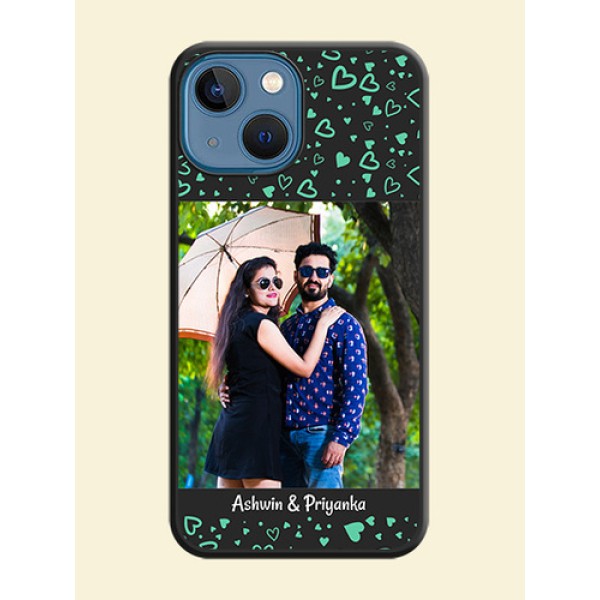 Sea Green Indefinite Love Pattern on Photo on Space Black Soft Matte Mobile Cover - iPhone 13 Mini Sea Green Indefinite Love Pattern on Photo on Space Black Soft Matte Mobile Cover - iPhone 13 Mini