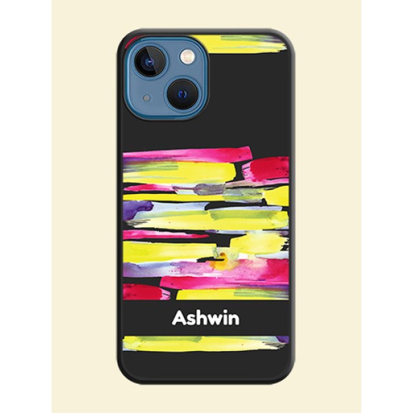 Brush Coloured on Space Black Personalized Soft Matte Phone Covers - iPhone 13 Mini Brush Coloured on Space Black Personalized Soft Matte Phone Covers - iPhone 13 Mini