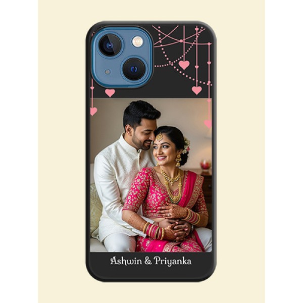 Pink Love Hangings with Text on Space Black Custom Soft Matte Back Cover - iPhone 13 Mini Pink Love Hangings with Text on Space Black Custom Soft Matte Back Cover - iPhone 13 Mini