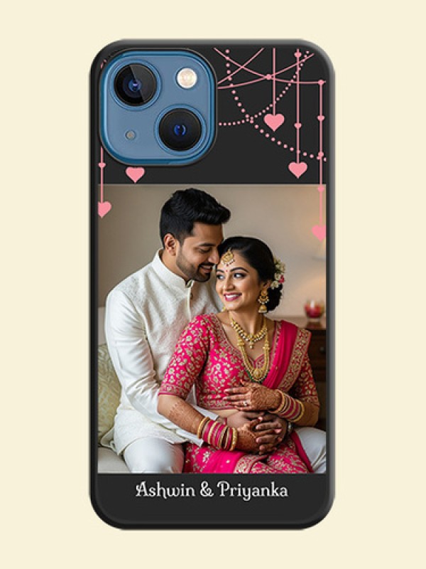 Pink Love Hangings with Text on Space Black Custom Soft Matte Back Cover - iPhone 13 Mini