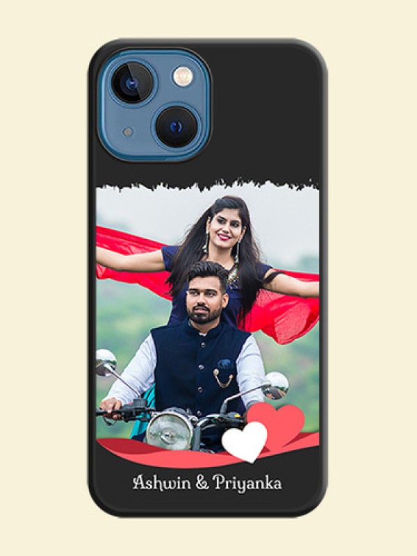 Pin Color Love Shaped Ribbon Design with Text on Space Black Custom Soft Matte Phone Back Cover - iPhone 13 Mini