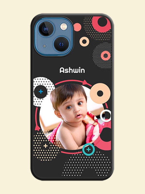 Multicoloured Round Image on Personalised Space Black Soft Matte Cases - iPhone 13 Mini