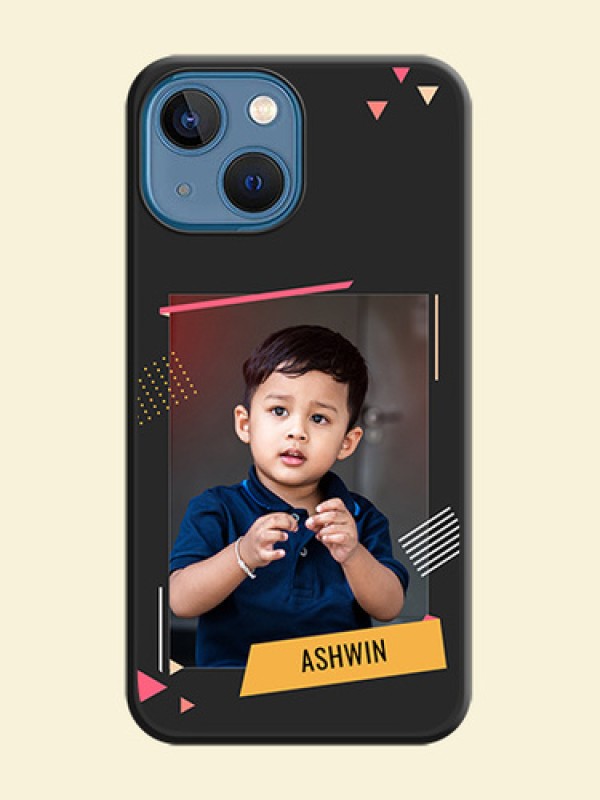 Photo Frame with Triangle Small Dots on Photo on Space Black Soft Matte Back Cover - iPhone 13 Mini