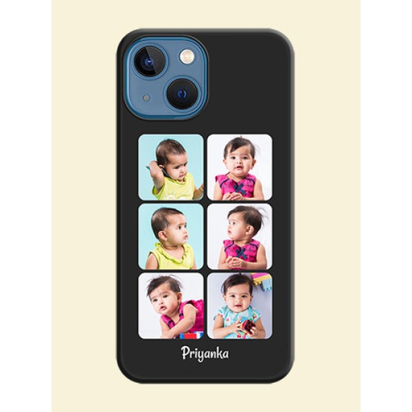 Floral Art with 6 Image Holder on Photo on Space Black Soft Matte Mobile Case - iPhone 13 Mini Floral Art with 6 Image Holder on Photo on Space Black Soft Matte Mobile Case - iPhone 13 Mini