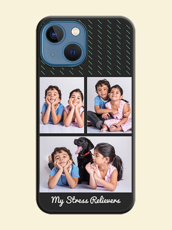 Cross Dotted Pattern with 2 Image Holder on Personalised Space Black Soft Matte Cases - iPhone 13 Mini