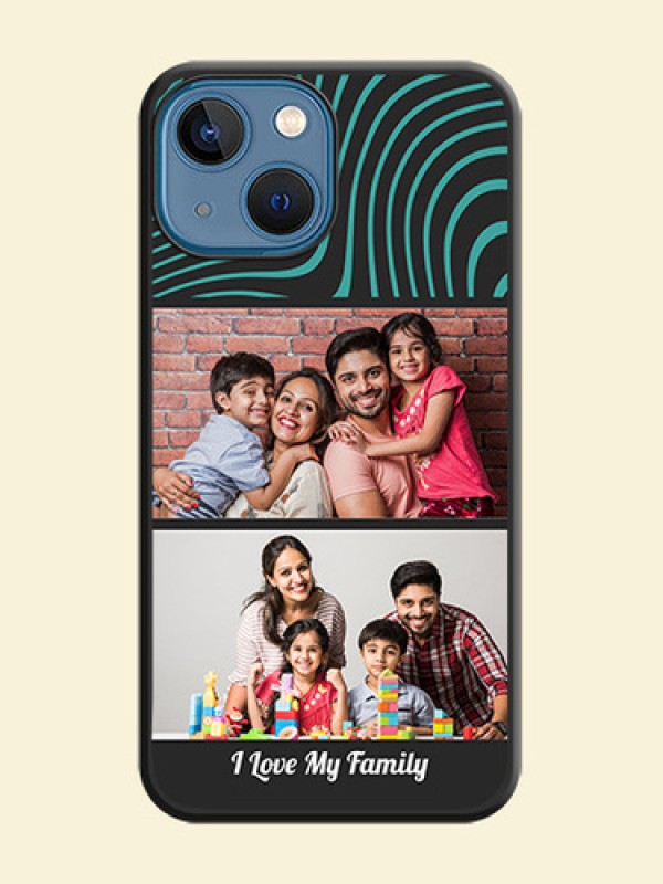 Wave Pattern with 2 Image Holder on Space Black Personalized Soft Matte Phone Covers - iPhone 13 Mini