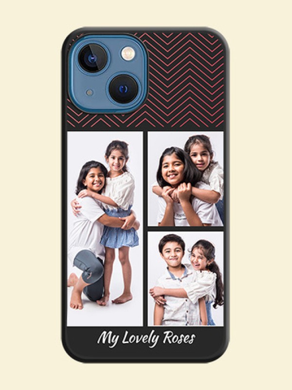 Wave Pattern with 3 Image Holder on Space Black Custom Soft Matte Back Cover - iPhone 13 Mini