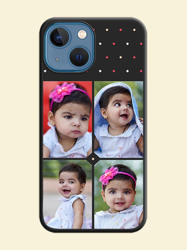 Multicolor Dotted Pattern with 4 Image Holder on Space Black Custom Soft Matte Phone Cases - iPhone 13 Mini