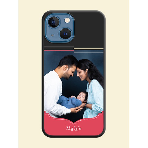 Classic Plain Design with Name on Photo on Space Black Soft Matte Phone Cover - iPhone 13 Mini Classic Plain Design with Name on Photo on Space Black Soft Matte Phone Cover - iPhone 13 Mini