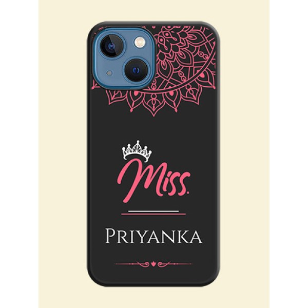 Mrs Name with Floral Design on Space Black Personalized Soft Matte Phone Covers - iPhone 13 Mini Mrs Name with Floral Design on Space Black Personalized Soft Matte Phone Covers - iPhone 13 Mini