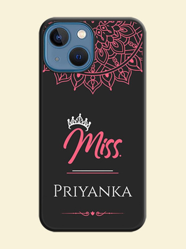 Mrs Name with Floral Design on Space Black Personalized Soft Matte Phone Covers - iPhone 13 Mini