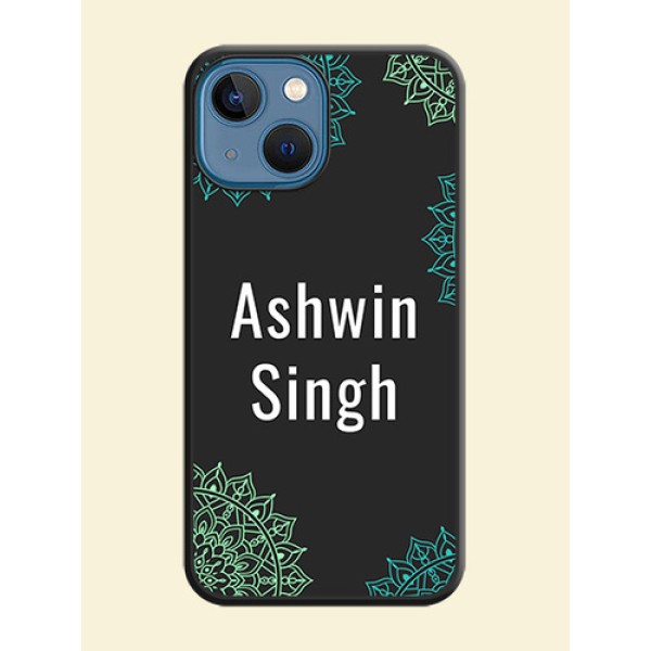 Your Name with Floral Design on Space Black Custom Soft Matte Back Cover - iPhone 13 Mini Your Name with Floral Design on Space Black Custom Soft Matte Back Cover - iPhone 13 Mini