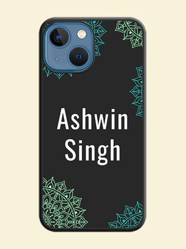 Your Name with Floral Design on Space Black Custom Soft Matte Back Cover - iPhone 13 Mini