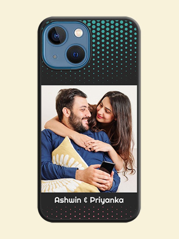 Faded Dots with Grunge Photo Frame and Text on Space Black Custom Soft Matte Phone Cases - iPhone 13 Mini