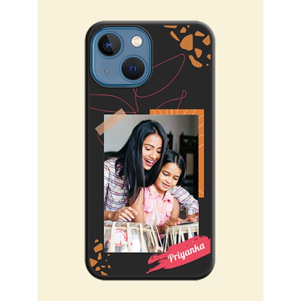 Orange Photo Frame on Space Black Custom Soft Matte Phone Back Cover - iPhone 13 Mini Orange Photo Frame on Space Black Custom Soft Matte Phone Back Cover - iPhone 13 Mini