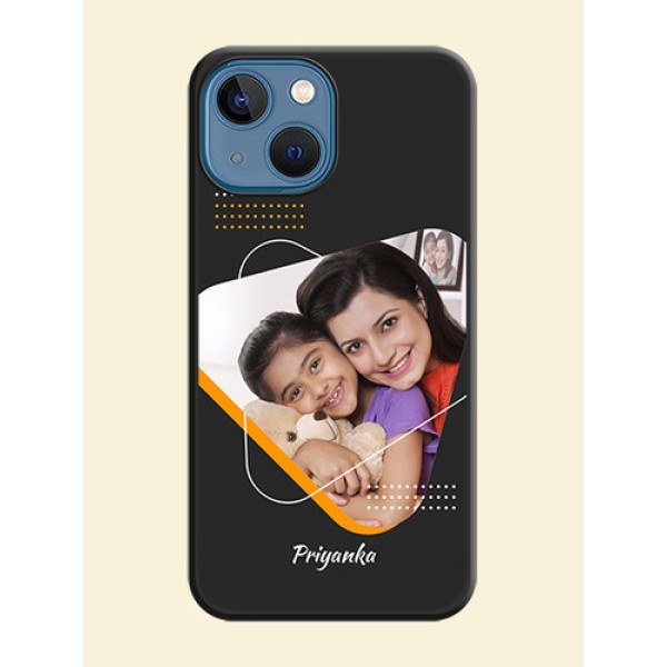 Yellow Triangle on Photo on Space Black Soft Matte Phone Cover - iPhone 13 Mini Yellow Triangle on Photo on Space Black Soft Matte Phone Cover - iPhone 13 Mini