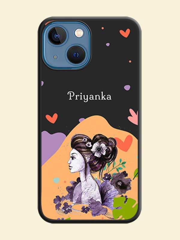 Namecase For Her With Fancy Lady Image On Space Black Personalized Soft Matte Phone Covers -Apple Iphone 13 Mini