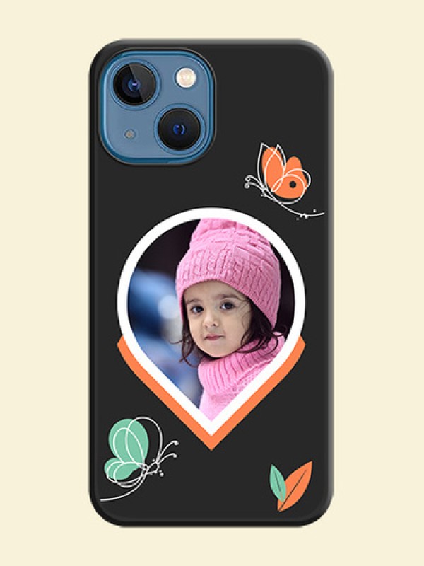 Upload Pic With Simple Butterly Design On Space Black Personalized Soft Matte Phone Covers -Apple Iphone 13 Mini