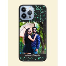 Sea Green Indefinite Love Pattern on Photo on Space Black Soft Matte Mobile Cover - iPhone 13 Pro Max