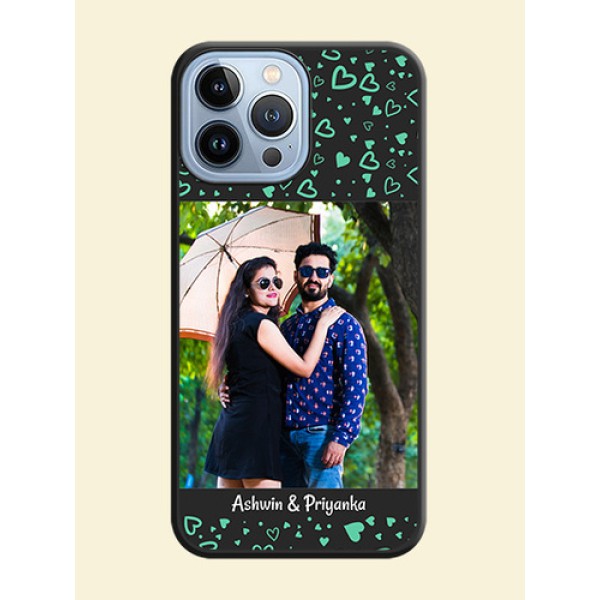 Sea Green Indefinite Love Pattern on Photo on Space Black Soft Matte Mobile Cover - iPhone 13 Pro Max Sea Green Indefinite Love Pattern on Photo on Space Black Soft Matte Mobile Cover - iPhone 13 Pro Max
