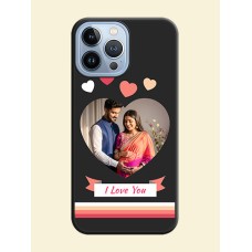 Love Shaped Photo with Colorful Stripes on Personalised Space Black Soft Matte Cases - iPhone 13 Pro Max