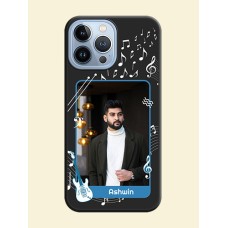 Musical Theme Design with Text on Photo on Space Black Soft Matte Mobile Case - iPhone 13 Pro Max
