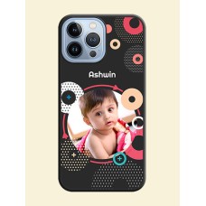 Multicoloured Round Image on Personalised Space Black Soft Matte Cases - iPhone 13 Pro Max