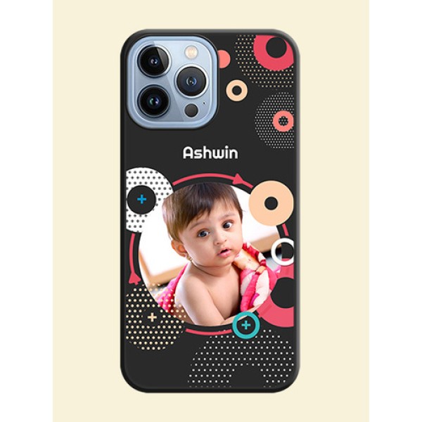 Multicoloured Round Image on Personalised Space Black Soft Matte Cases - iPhone 13 Pro Max Multicoloured Round Image on Personalised Space Black Soft Matte Cases - iPhone 13 Pro Max