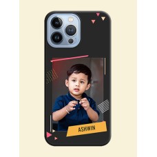 Photo Frame with Triangle Small Dots on Photo on Space Black Soft Matte Back Cover - iPhone 13 Pro Max