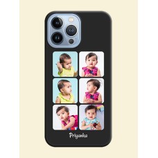 Floral Art with 6 Image Holder on Photo on Space Black Soft Matte Mobile Case - iPhone 13 Pro Max