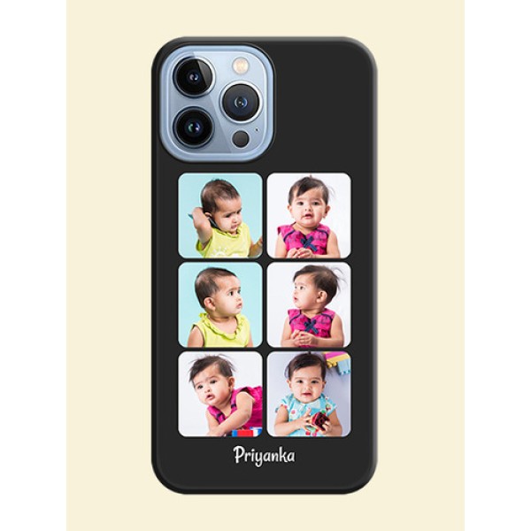 Floral Art with 6 Image Holder on Photo on Space Black Soft Matte Mobile Case - iPhone 13 Pro Max Floral Art with 6 Image Holder on Photo on Space Black Soft Matte Mobile Case - iPhone 13 Pro Max