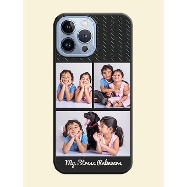 Cross Dotted Pattern with 2 Image Holder on Personalised Space Black Soft Matte Cases - iPhone 13 Pro Max Cross Dotted Pattern with 2 Image Holder on Personalised Space Black Soft Matte Cases - iPhone 13 Pro Max