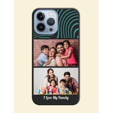 Wave Pattern with 2 Image Holder on Space Black Personalized Soft Matte Phone Covers - iPhone 13 Pro Max