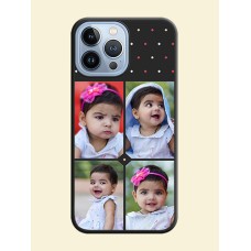 Multicolor Dotted Pattern with 4 Image Holder on Space Black Custom Soft Matte Phone Cases - iPhone 13 Pro Max