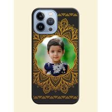 Round Image with Floral Design on Photo on Space Black Soft Matte Mobile Cover - iPhone 13 Pro Max