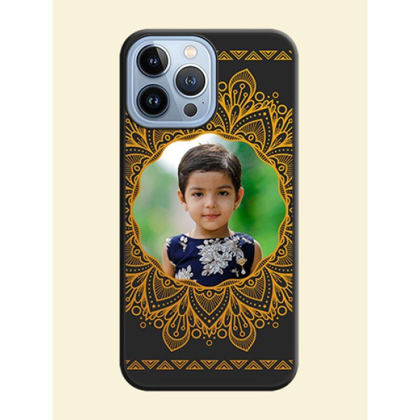 Round Image with Floral Design on Photo on Space Black Soft Matte Mobile Cover - iPhone 13 Pro Max Round Image with Floral Design on Photo on Space Black Soft Matte Mobile Cover - iPhone 13 Pro Max