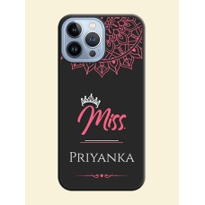 Mrs Name with Floral Design on Space Black Personalized Soft Matte Phone Covers - iPhone 13 Pro Max
