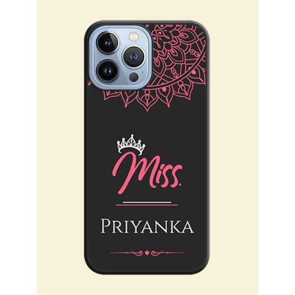 Mrs Name with Floral Design on Space Black Personalized Soft Matte Phone Covers - iPhone 13 Pro Max Mrs Name with Floral Design on Space Black Personalized Soft Matte Phone Covers - iPhone 13 Pro Max