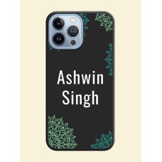Your Name with Floral Design on Space Black Custom Soft Matte Back Cover - iPhone 13 Pro Max