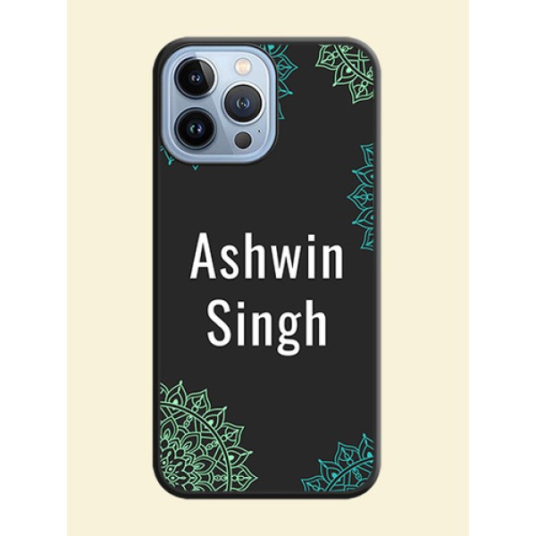 Your Name with Floral Design on Space Black Custom Soft Matte Back Cover - iPhone 13 Pro Max Your Name with Floral Design on Space Black Custom Soft Matte Back Cover - iPhone 13 Pro Max