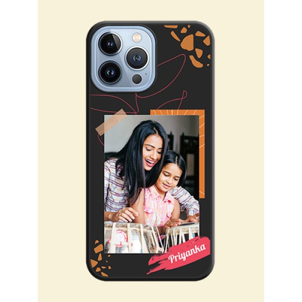 Orange Photo Frame on Space Black Custom Soft Matte Phone Back Cover - iPhone 13 Pro Max Orange Photo Frame on Space Black Custom Soft Matte Phone Back Cover - iPhone 13 Pro Max
